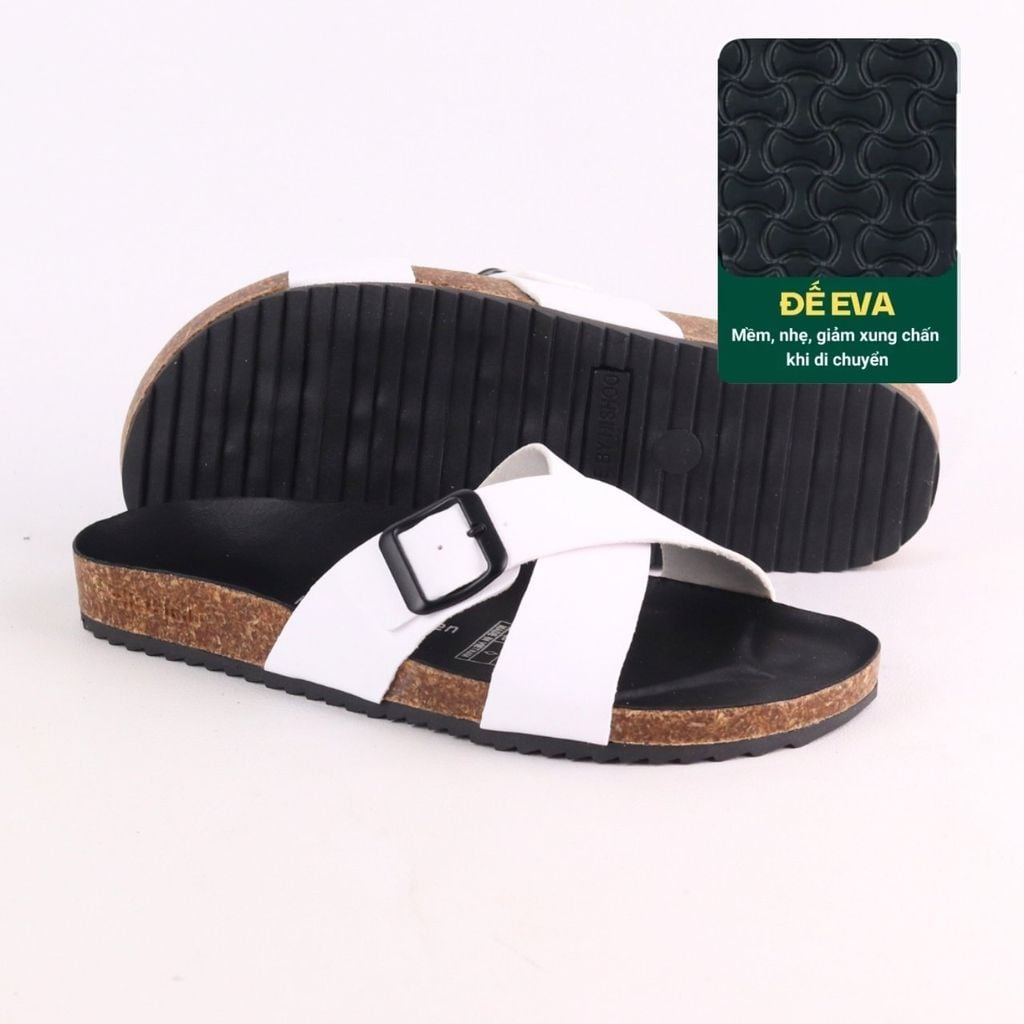 Dép đế trấu birken quai ngang chéo [CÓ KHOÁ] HISHOO S096