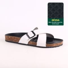 Dép đế trấu birken quai ngang chéo da bò [CÓ KHOÁ] HISHOO M096