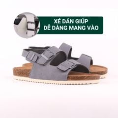 Dép đế trấu sandal birken quai ngang 2 khoá premium HISHOO H102