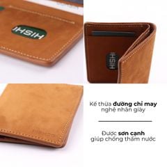 Ví Da Dáng Đứng Nam Nữ Đựng Thẻ [BÒ] Alpha Da Bò Phụ Kiện Hishoo V004