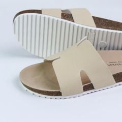 Dép đế trấu birken quai ngang chữ H MẶT ĐEN HISHOO S095