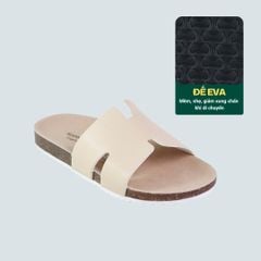 Dép đế trấu birken quai ngang chữ H MẶT ĐEN HISHOO S095