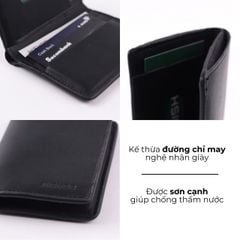 Ví Da Dáng Đứng Nam Nữ Đựng Thẻ [ĐEN] Alpha Da Bò Phụ Kiện Hishoo V004