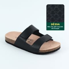 Dép đế trấu birken quai ngang xé dán MẶT ĐEN HISHOO S105