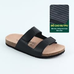 Dép đế trấu birken quai ngang xé dán MẶT ĐEN HISHOO S105