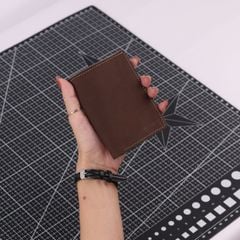 Ví Da Dáng Đứng Nam Nữ Đựng Thẻ [NÂU] Alpha Da Bò Phụ Kiện Hishoo V004