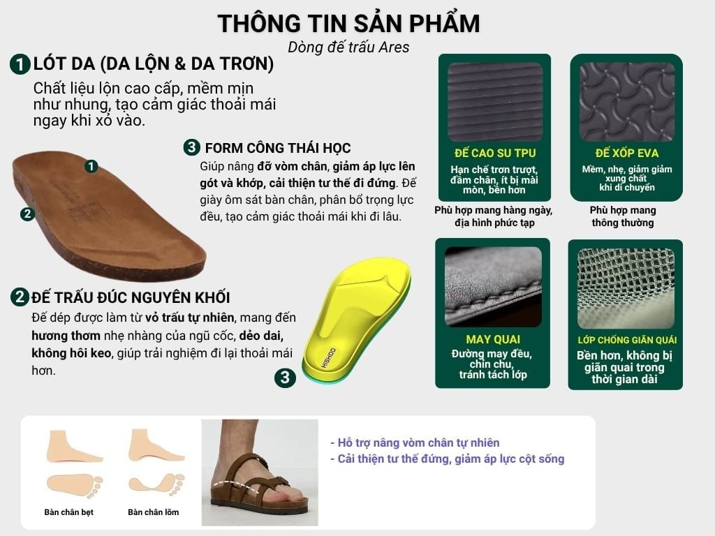 Dép đế trấu birken xé dán Da Rắn HISHOO M105