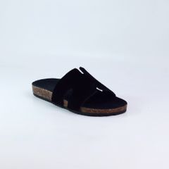 Dép đế trấu birken quai ngang chữ H da lộn HISHOO R095