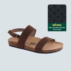 Dép đế trấu Sandal birken quai ngang da bò HISHOO M050