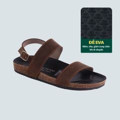 Dép đế trấu Sandal birken quai ngang da bò HISHOO M050
