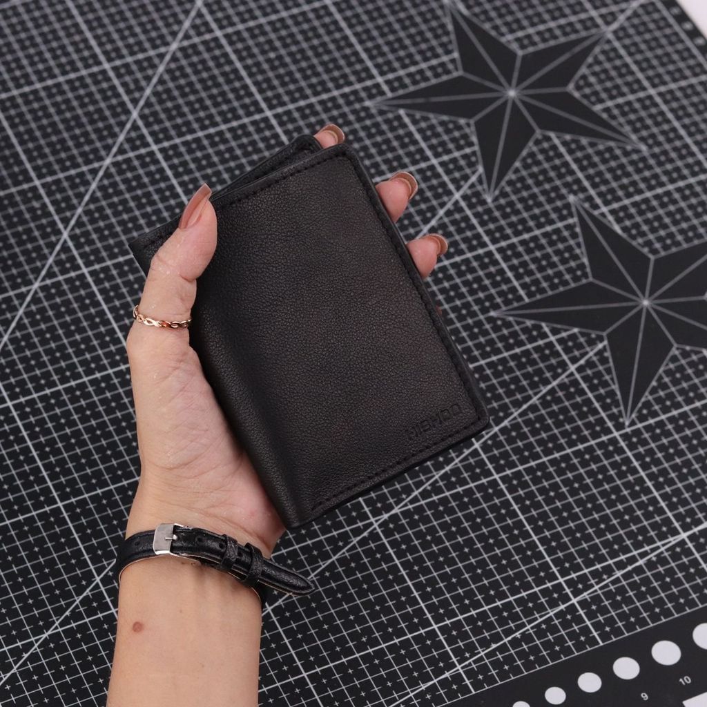 Ví Da Dáng Đứng Nam Nữ Đựng Thẻ [NÂU] Alpha Da Bò Phụ Kiện Hishoo V004