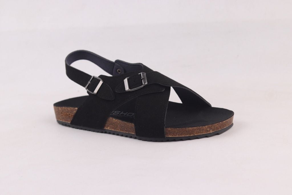 Dép đế trấu Sandal birken quai ngang da lộn HISHOO R101