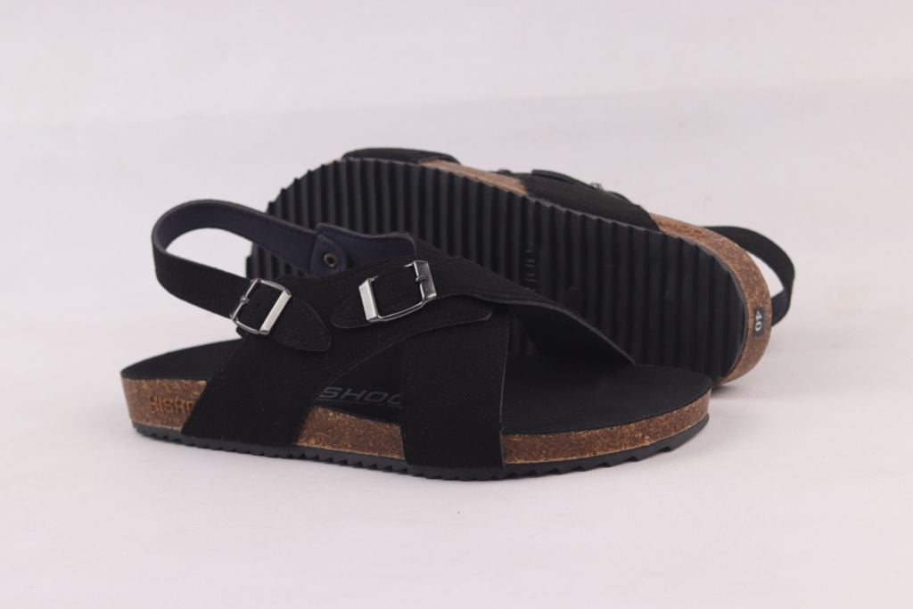 Dép đế trấu Sandal birken quai ngang da lộn HISHOO R101