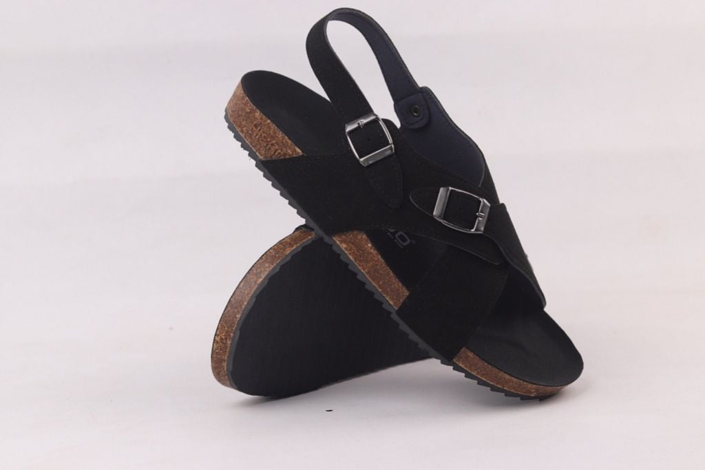 Dép đế trấu Sandal birken quai ngang da lộn HISHOO R101