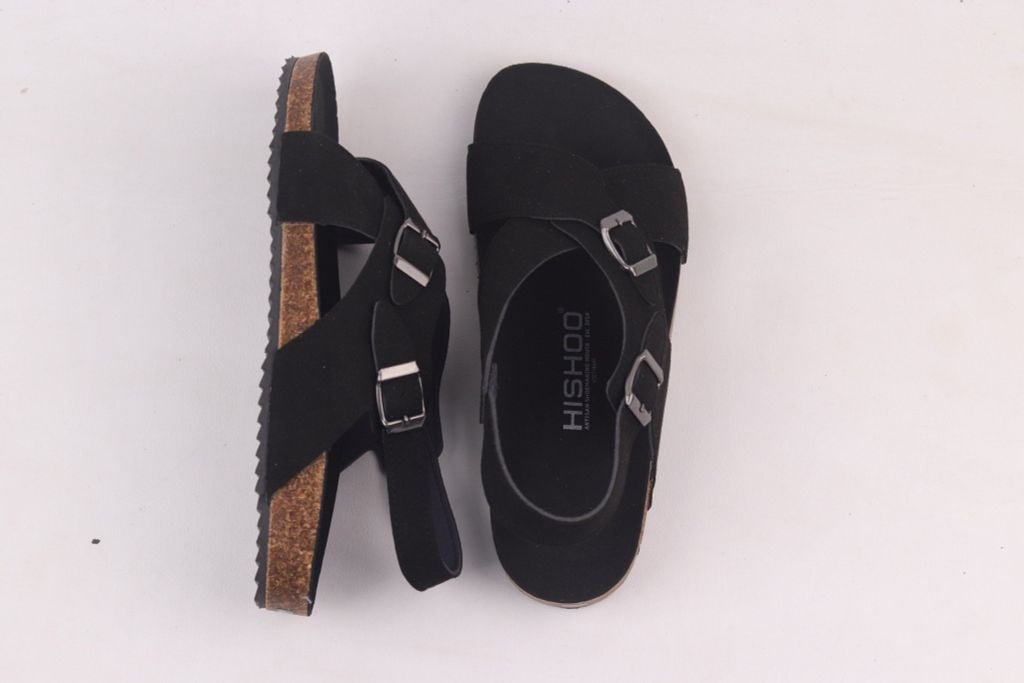 Dép đế trấu Sandal birken quai ngang da lộn HISHOO R101