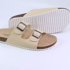 Dép đế trấu birken quai ngang 2 khoá MẶT ĐEN HISHOO S093