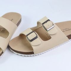 Dép đế trấu birken quai ngang 2 khoá MẶT ĐEN HISHOO S093