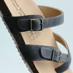 Dép đế trấu birken xỏ ngón 2 khoá da lộn HISHOO R098