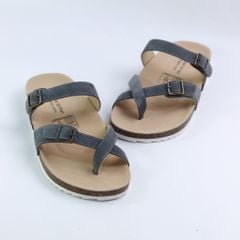 Dép đế trấu birken xỏ ngón 2 khoá da lộn HISHOO R098
