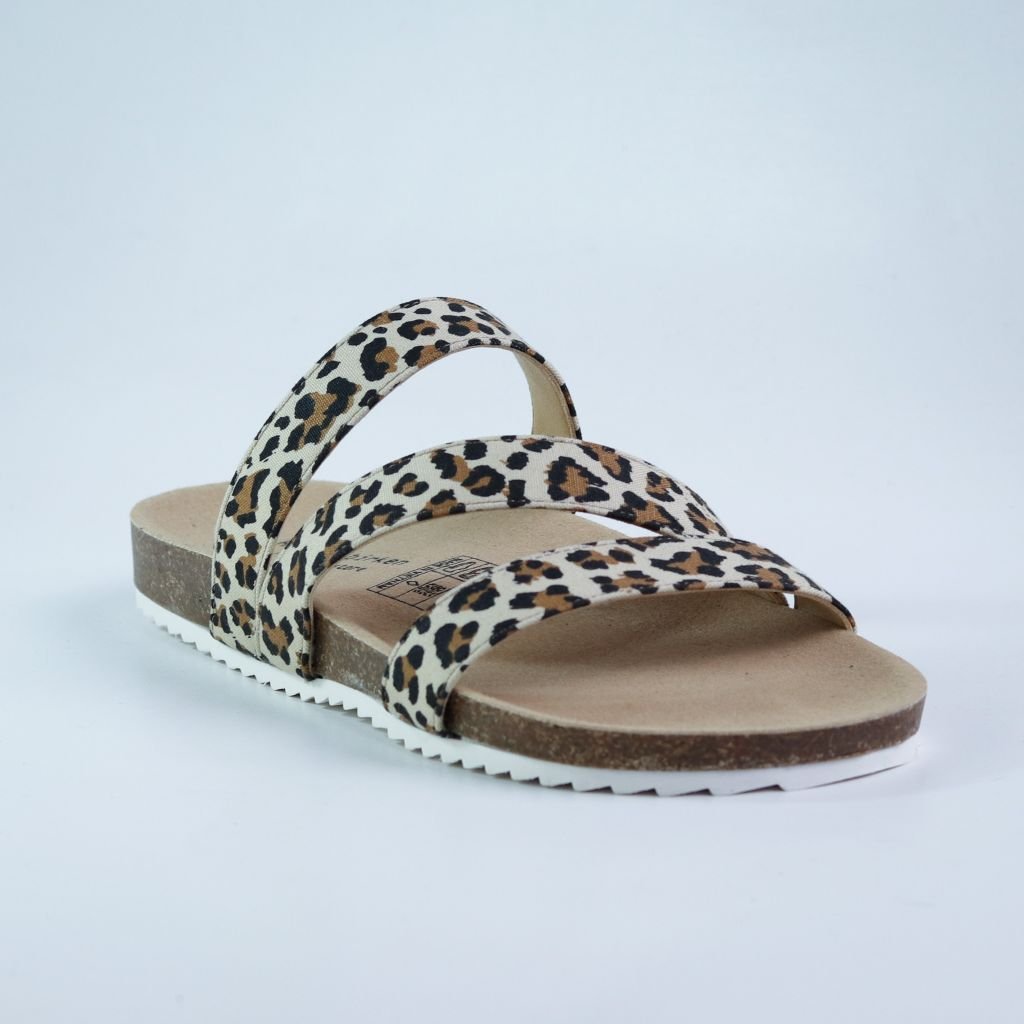 Dép đế trấu birken 3 quai ngang vải canvas HISHOO S112