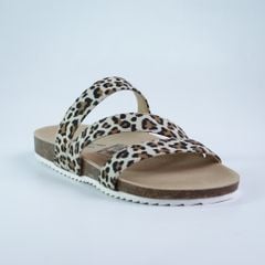 Dép đế trấu birken 3 quai ngang vải canvas HISHOO S112
