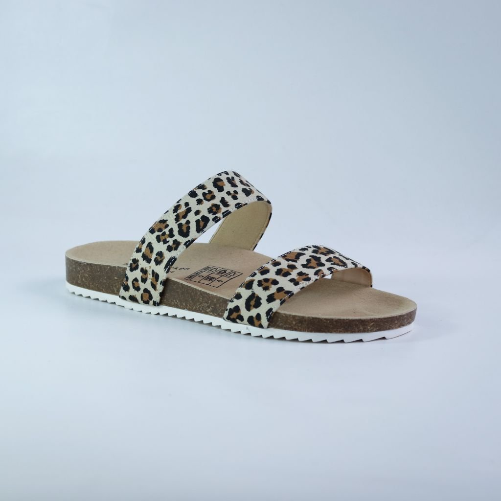 Dép đế trấu birken 2 quai ngang vải canvas HISHOO S112