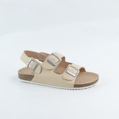 Dép đế trấu Sandal birken 2 khoá da PU mặt đen HISHOO S102
