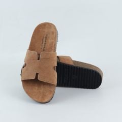 Dép đế trấu birken quai ngang chữ H da lộn HISHOO R095