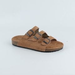 Dép đế trấu birken quai ngang 3 khoá da lộn HISHOO R092
