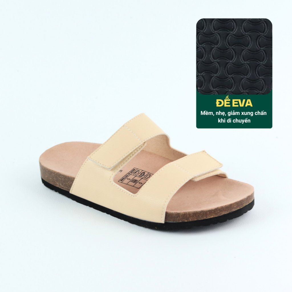 Dép đế trấu birken quai ngang xé dán MẶT ĐEN HISHOO S105