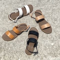 Giày Sandal Nữ Quai Ngang Da Mềm Có Bigsize Hishoo S050