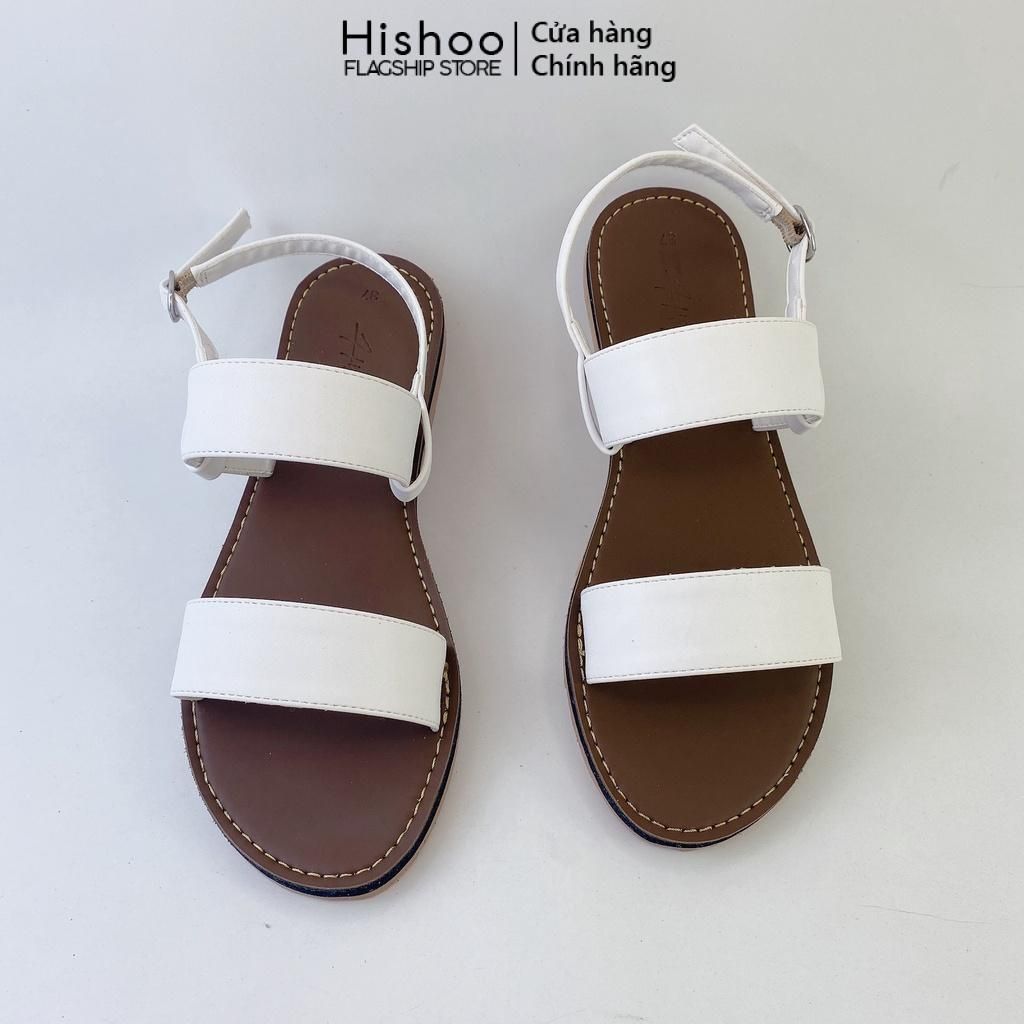 Giày Sandal Nữ Quai Ngang Da Mềm Có Bigsize Hishoo S050
