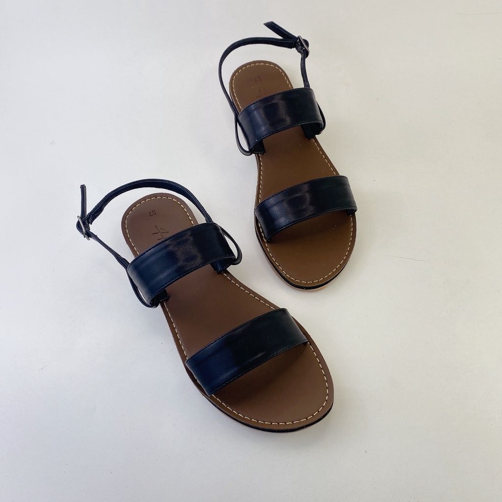 Giày Sandal Nữ Quai Ngang Da Mềm Có Bigsize Hishoo S050