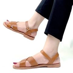 Giày Sandal Nữ Quai Chéo Da Thật Có Bigsize Hishoo S006