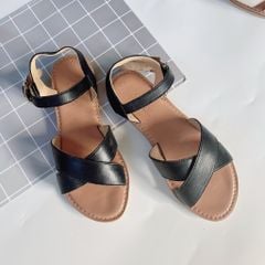 Giày Sandal Nữ Quai Chéo Da Thật Có Bigsize Hishoo S006