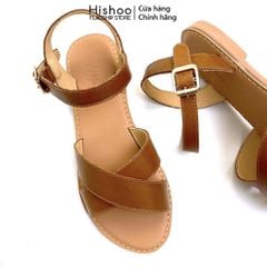 Giày Sandal Nữ Quai Chéo Da Thật Có Bigsize Hishoo S006