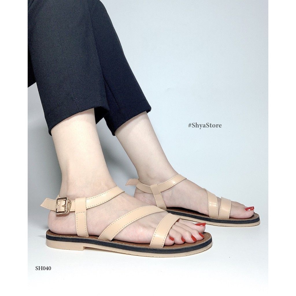 Giày Sandal Nữ Quai Chéo Hậu Dây Mảnh Hishoo S051