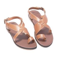 Giày Sandal Nữ Xỏ Ngón Quai Chéo Bảng To Hishoo S001