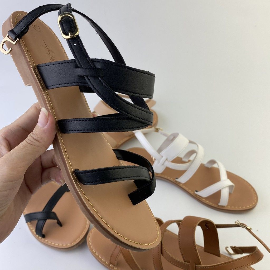 Giày Sandal Nữ Đế Bệt Quai Chéo Dây Mảnh Hishoo S030