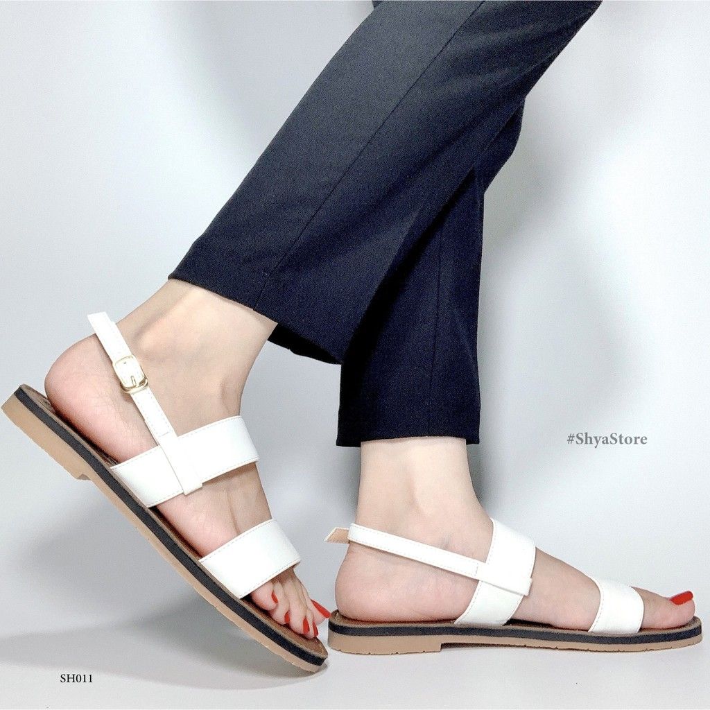 Giày Sandal Nữ Quai Ngang Da Mềm Có Bigsize Hishoo S050