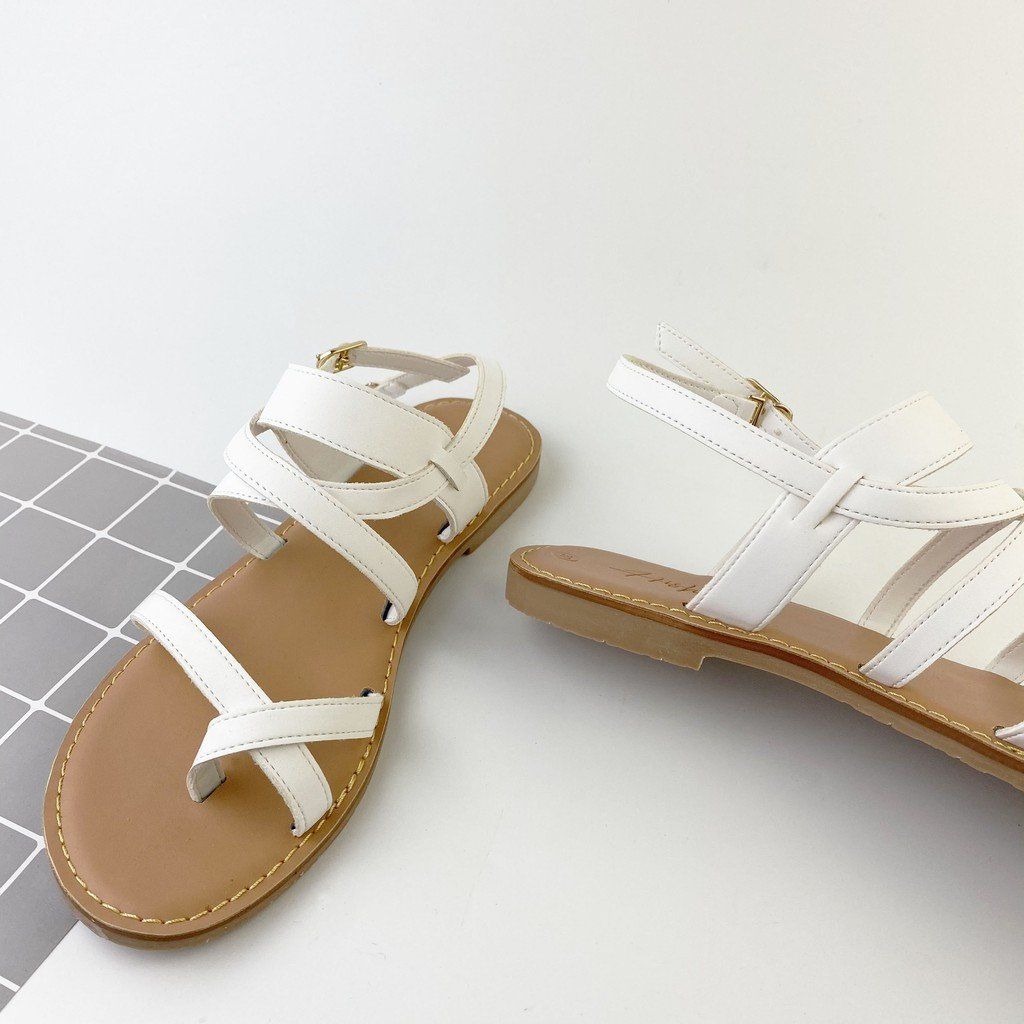 Giày Sandal Nữ Đế Bệt Quai Chéo Dây Mảnh Hishoo S030
