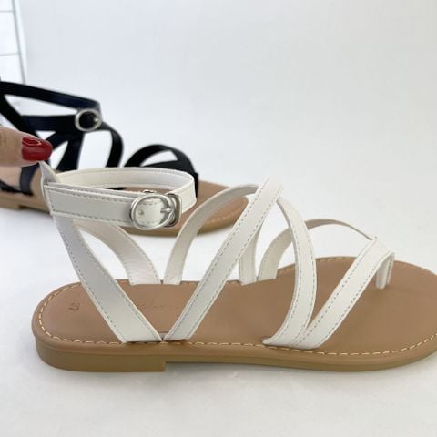 Giày Sandal Nữ Xỏ Ngón Đế Bệt Quai Chéo Dây Mảnh Hishoo S074