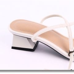Giày Sandal Cao Gót 5cm Quai Ngang 2 Dây Mảnh Hishoo S043