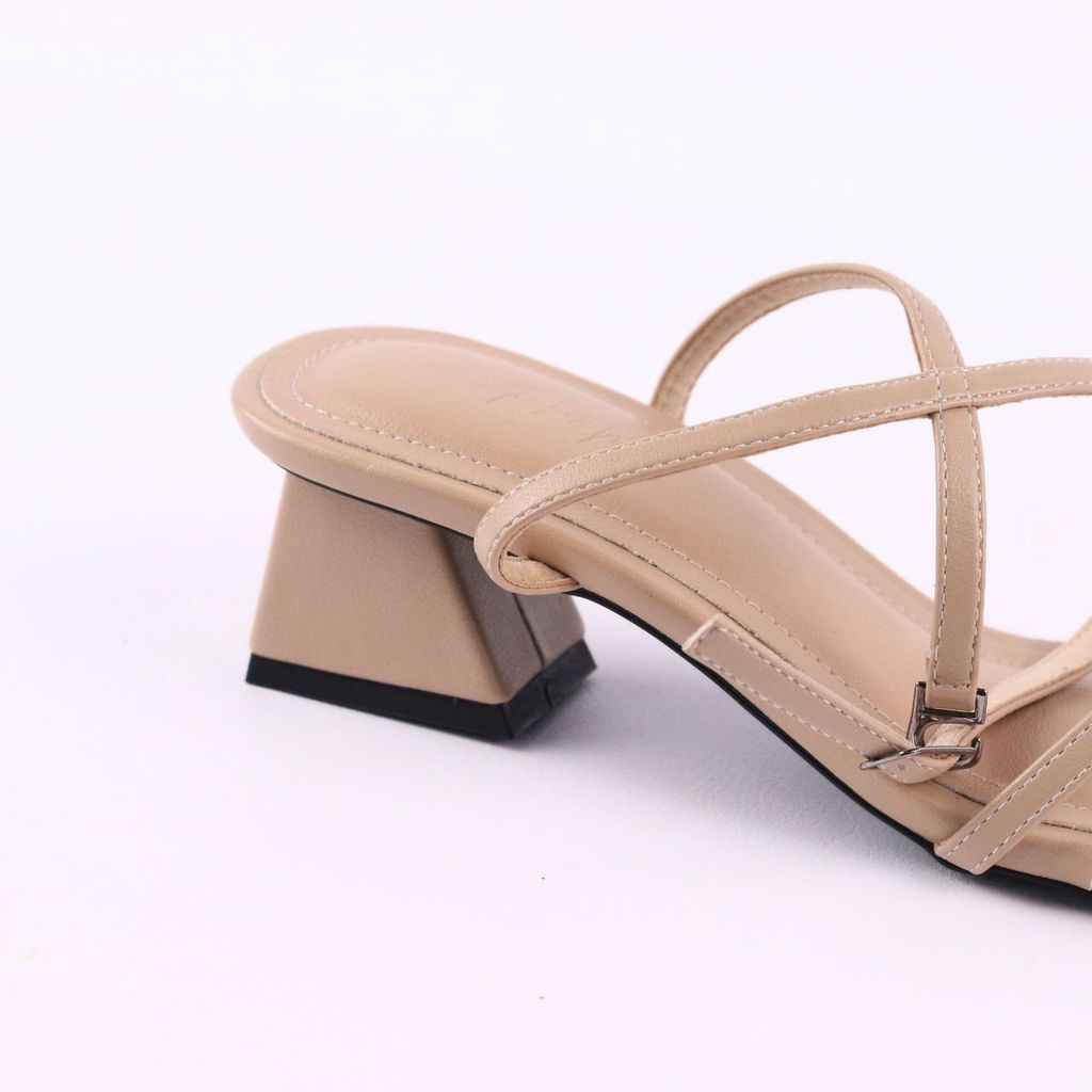 Giày Sandal Cao Gót 5cm Quai Ngang 2 Dây Mảnh Hishoo S043