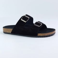 Dép đế trấu birken quai ngang 2 khoá da lộn HISHOO R093