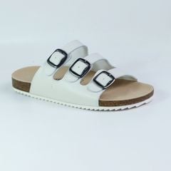 Dép đế trấu birken quai ngang 3 khoá da bò HISHOO M092