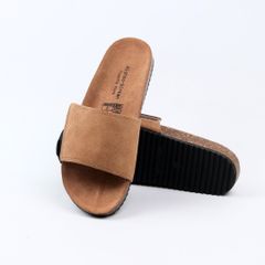 Dép đế trấu birken quai ngang Xé Dán da lộn HISHOO R103
