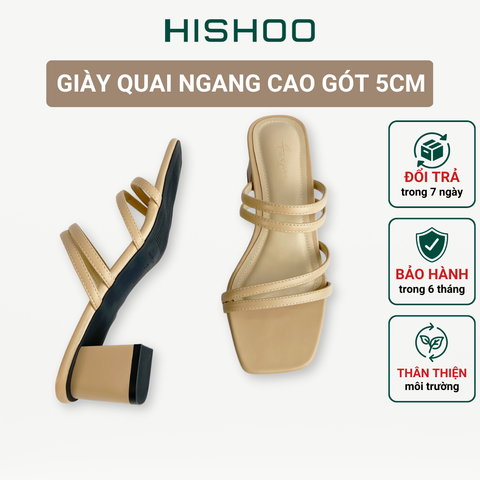 Giày Cao Gót 5cm Quai Ngang Dây Mảnh Hishoo S056