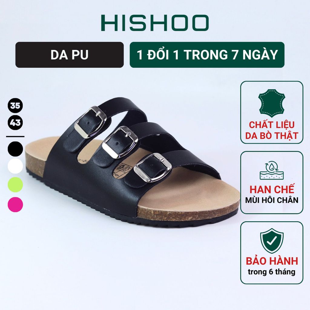 Dép đế trấu birken quai ngang 3 khoá HISHOO S092