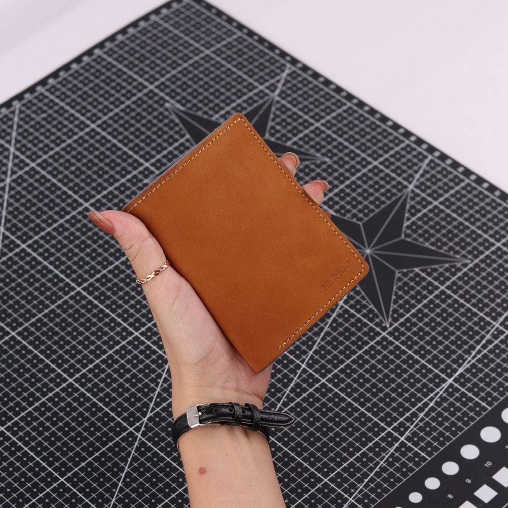 Ví Da Dáng Đứng Nam Nữ Đựng Thẻ [TRẮNG] Alpha Da Bò Phụ Kiện Hishoo V004
